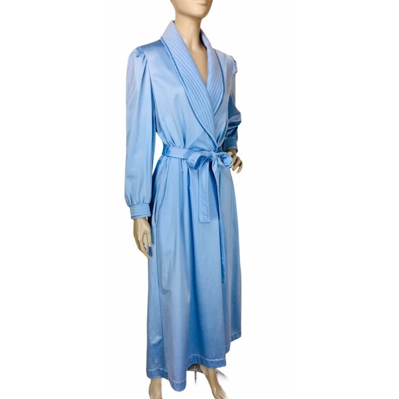 VTG 70s Vanity Fair Periwinkle Blue Puff Sleeve Belted Robe Women's Size Small - Picture 1 of 8